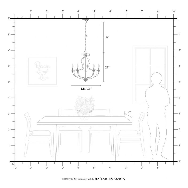 Livex Lighting Katarina 5 - Light Chandelier in  Shiny Red