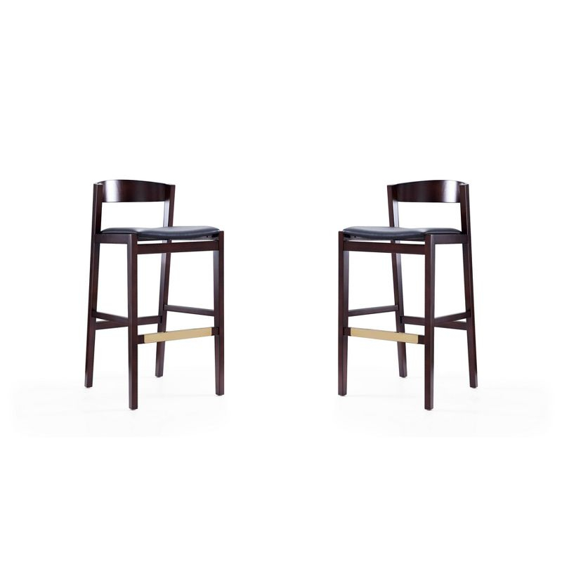 Set of 2 Klismos Upholstered Beech Wood Barstools Black - Manhattan Comfort: Danish Modern Design, Foam Padded, No Assembly Required
