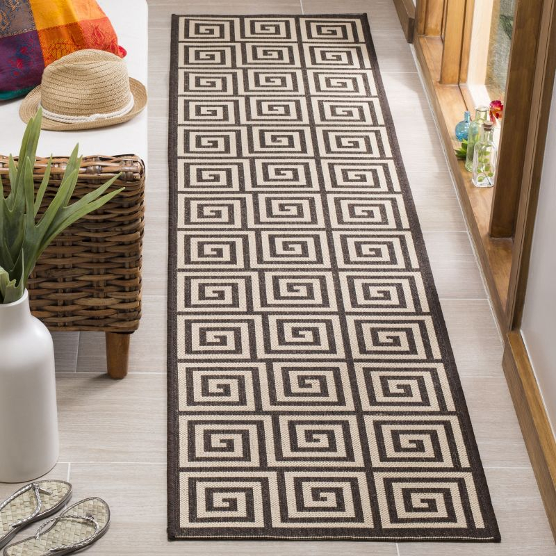Linden LND129 Power Loomed Runner Rug - Creme/Brown - 2'2"x8' - Safavieh