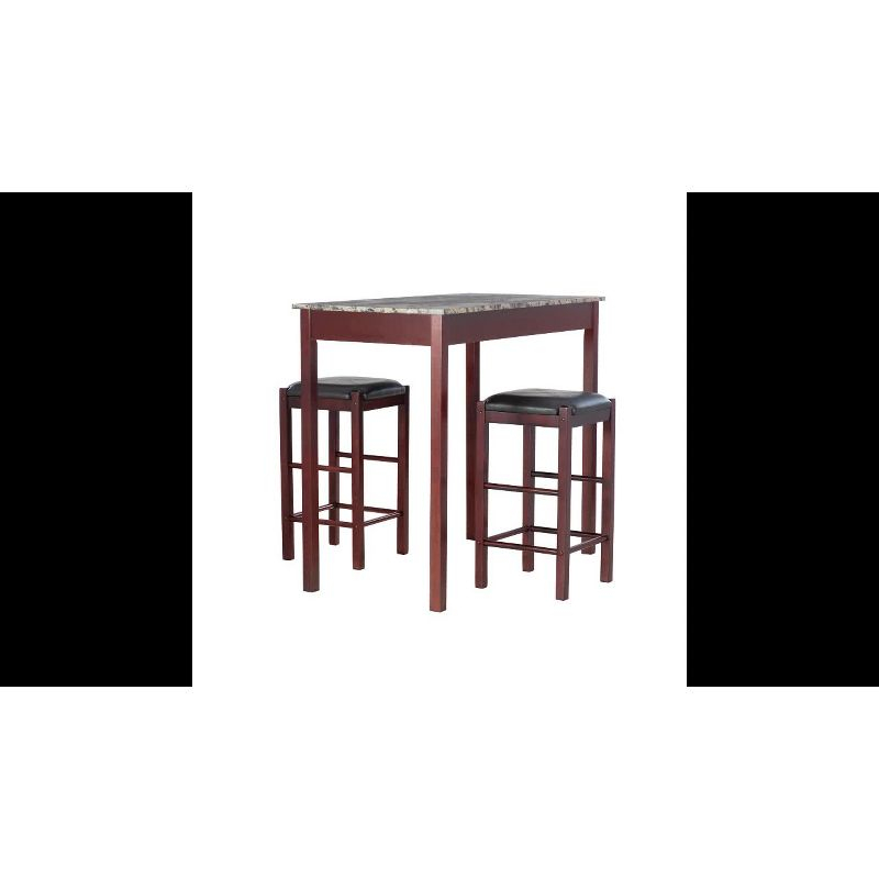 3pc Lancer Tavern Backless Stools & Counter Height Table Dining Set: Space-Saving, Padded Seats - Linon