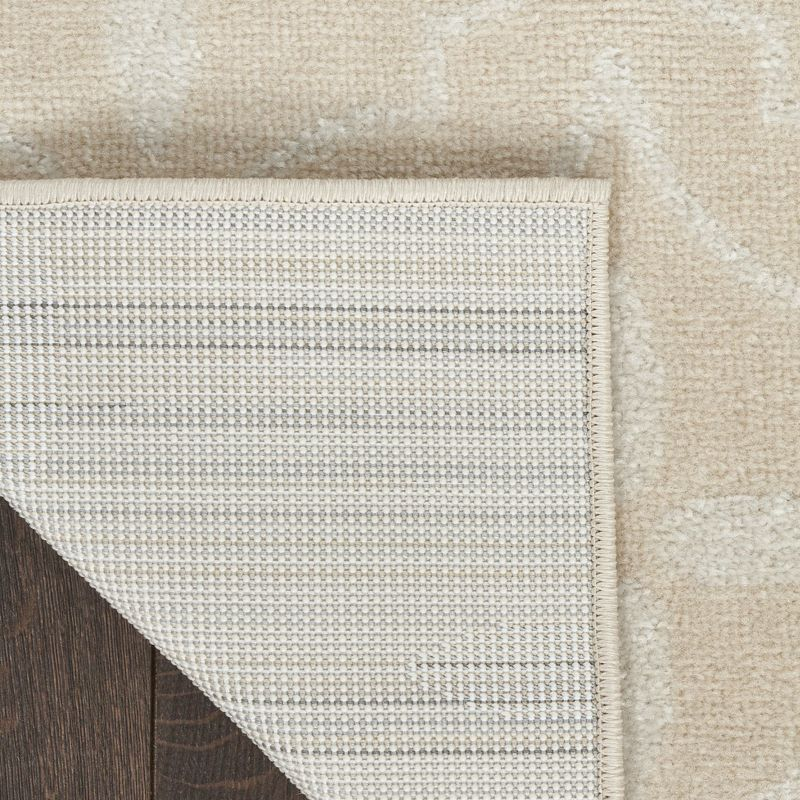 Nourison Essentials Moroccan Modern Indoor Outdoor Rug Ivory Beige 6' x 9'