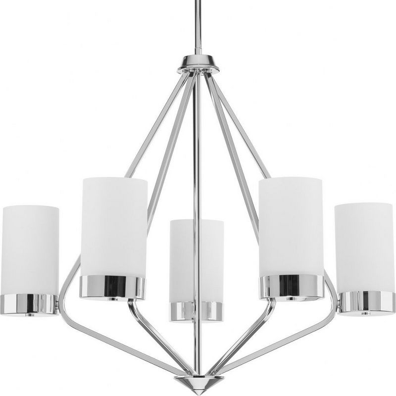 Progress Lighting Elevate 5-Light Chandelier, Polished Chrome, Glass Shades