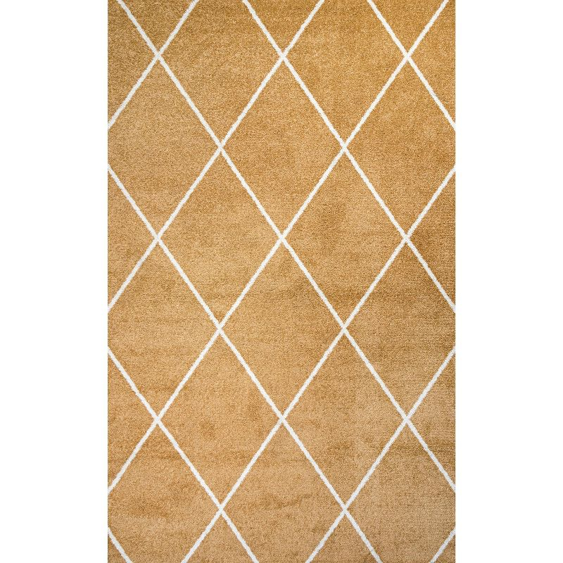 8'x10'  Cole Minimalist Diamond Trellis Area Rug, Gold/White - JONATHAN Y