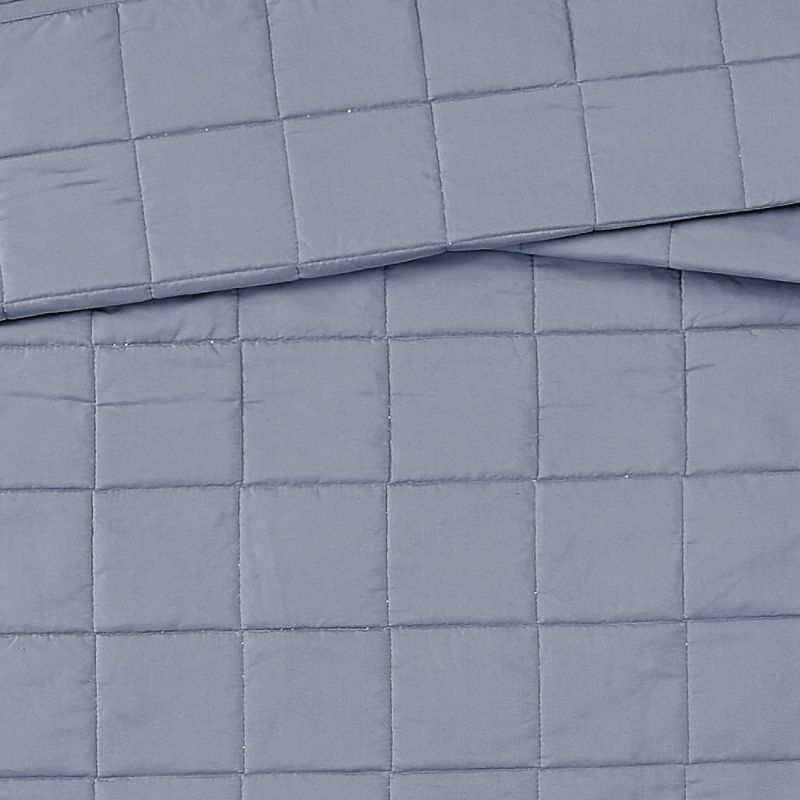 2pc Twin/Twin Extra Long Garment Wash Solid Quilt Set Blue - London Fog: Microfiber Bedding with OEKO-TEX Certified
