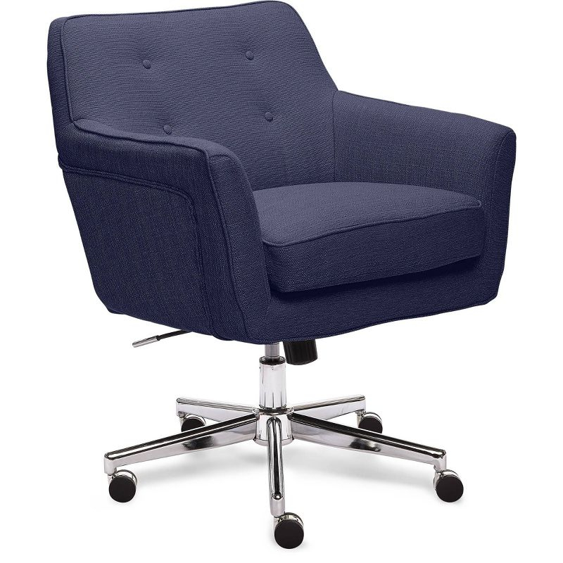 Style Ashland Home Office Chair Sanctuary Blue - Serta: Mid-Century, Adjustable, Twill Fabric