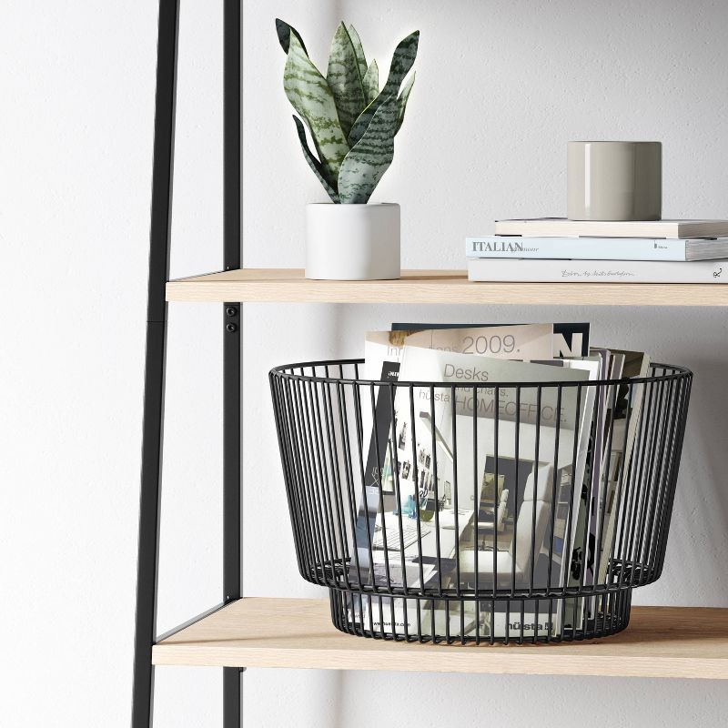 18" x 11" Metal Wire Basket with Black Finish - Threshold™: Modern Iron Storage, Round Shape