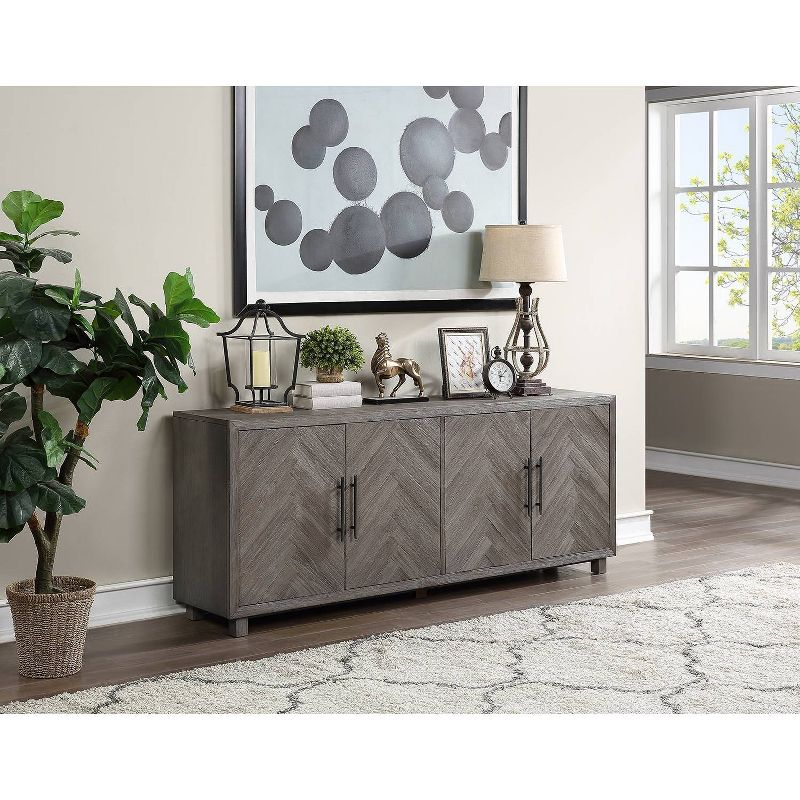 Palisades 4 Door Console TV Stand for TVs up to 80" Gray - Martin Furniture