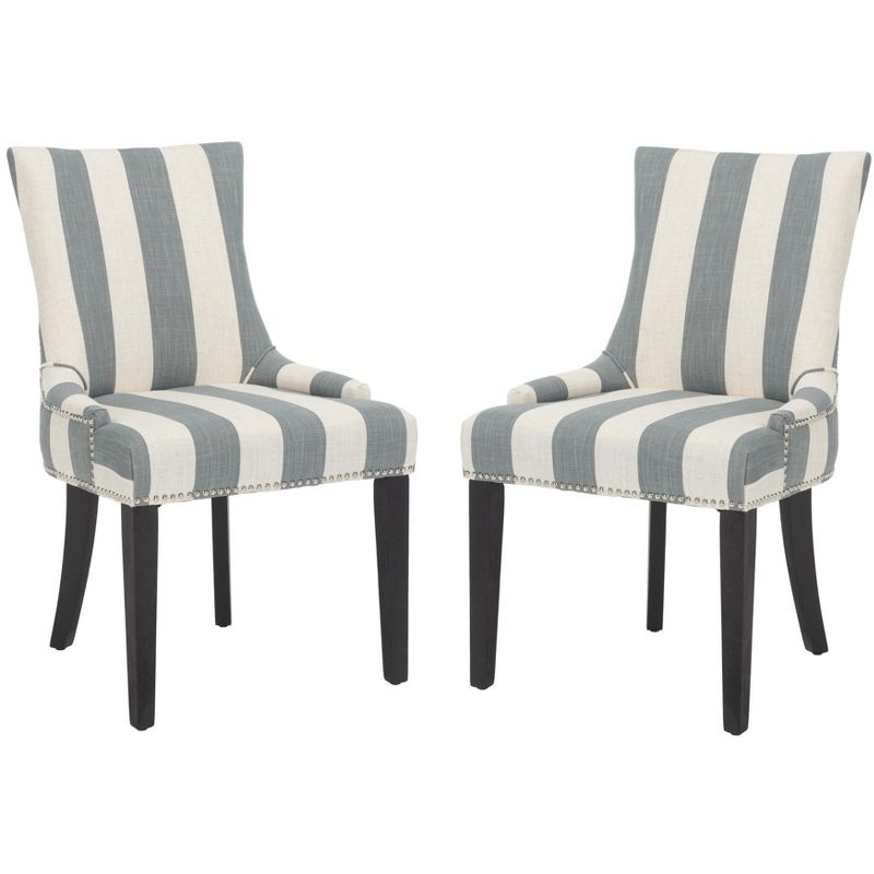 Lester 19" H Dining Chair With Nail Head Trim (Set of 2) - MCR4709 - Grey/White - Safavieh Couture
