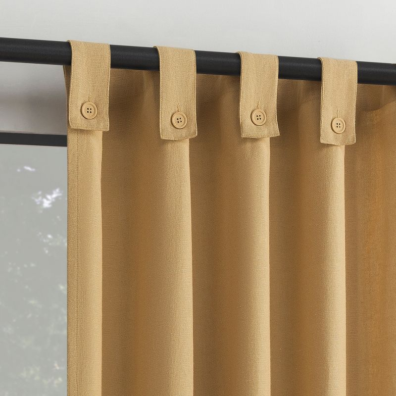 40"x63" Archaeo Light Filtering Cotton Blend Button Tab Top Curtain Panel Camel: Transitional Style, Machine Washable