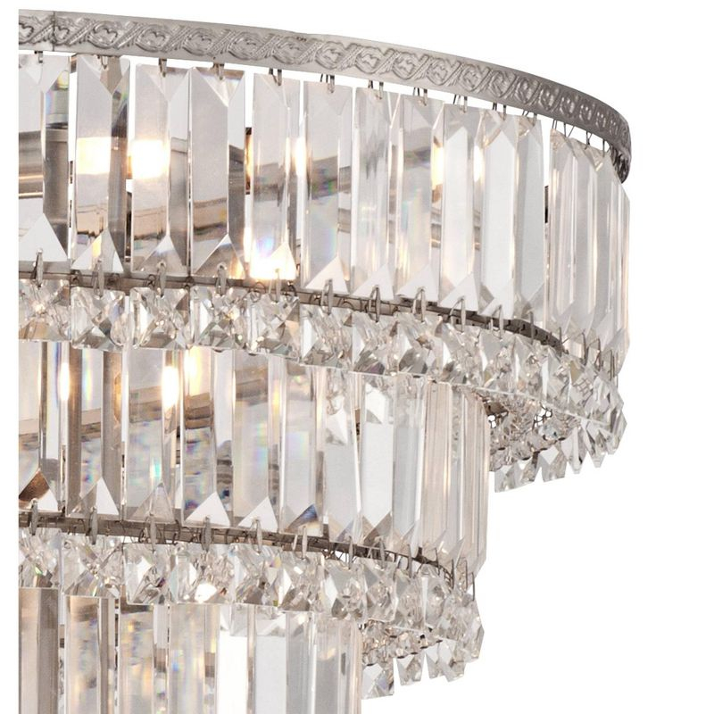 Vienna Full Spectrum Magnificence Satin Nickel Chandelier 24 1/2" Wide Modern Faceted Crystal Glass 15-Light LED Fixture for Dining Room House Kitchen