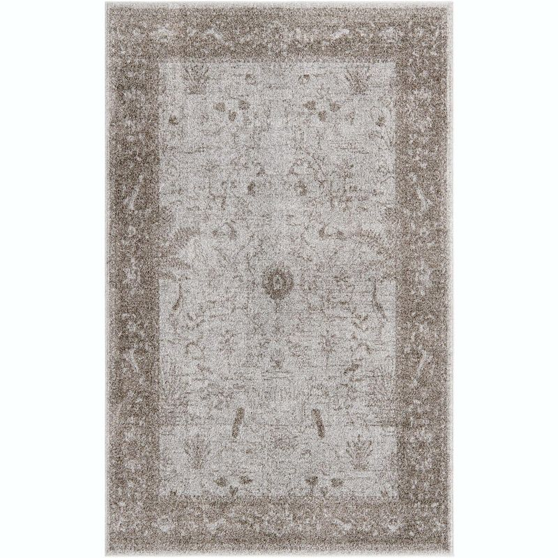 Unique Loom 5' 3 x 8' 0 Light Gray La Jolla Floral Area Rug