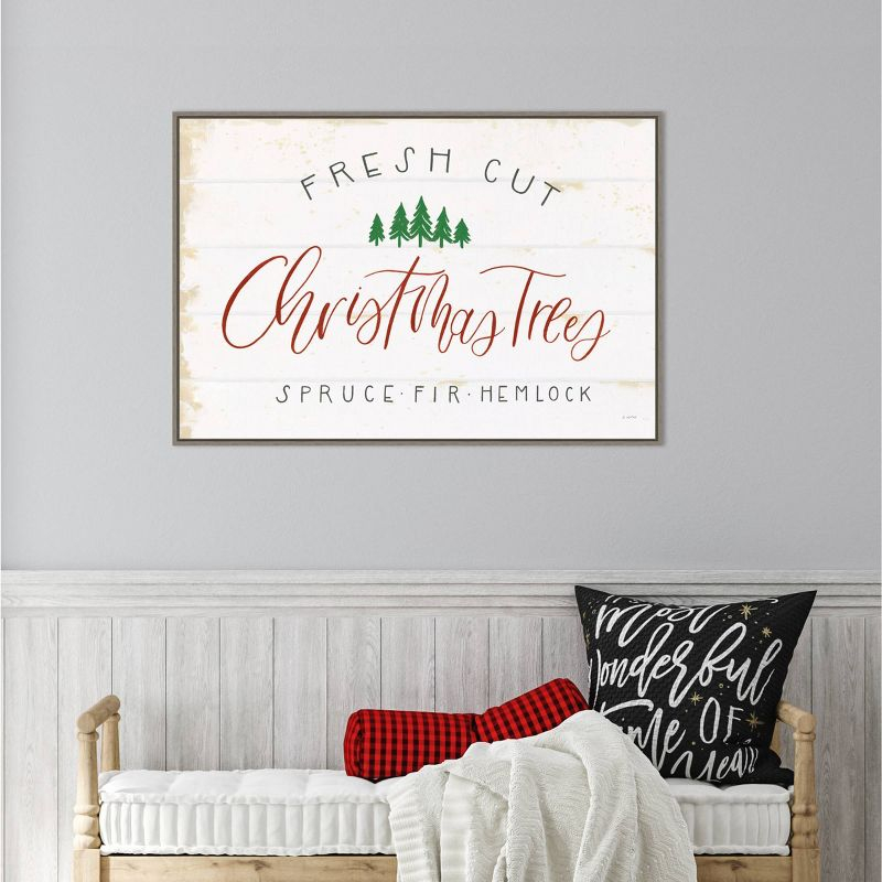 33" x 22" Christmas Farm V Framed Wall Canvas - Amanti Art