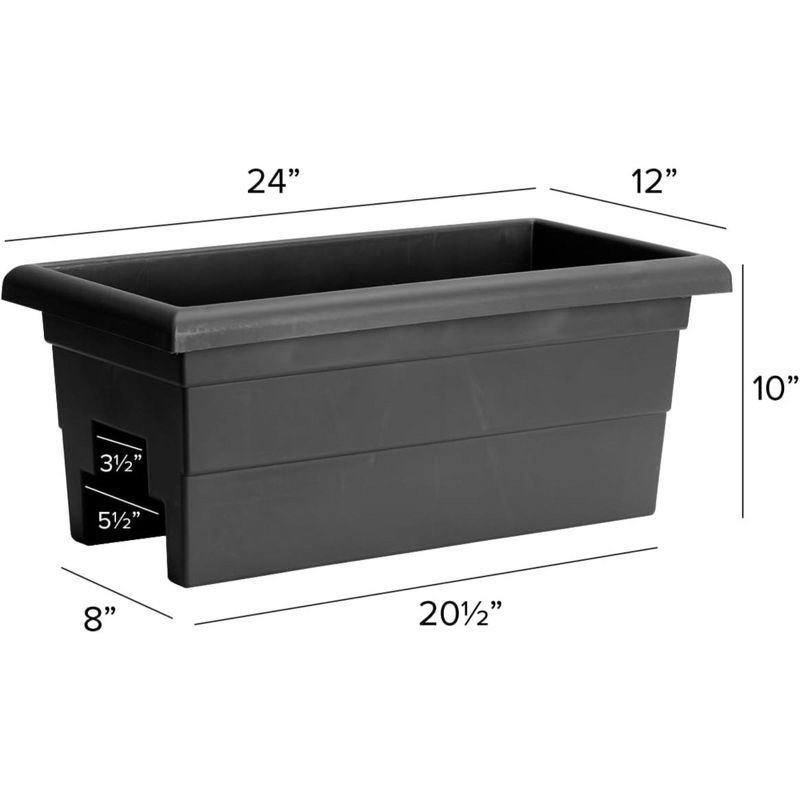 Novelty Countryside Weather Resistant Rail Planter, Black, 24"