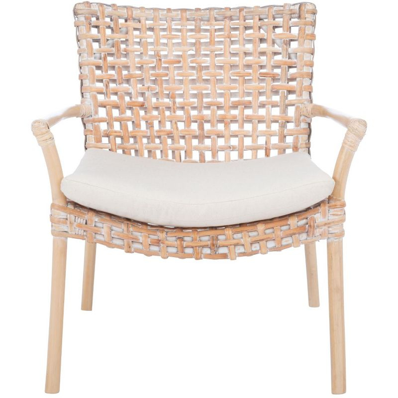 Collette Rattn Accent Chair W/ Cushion - ACH6515 - White/White Washed - Safavieh