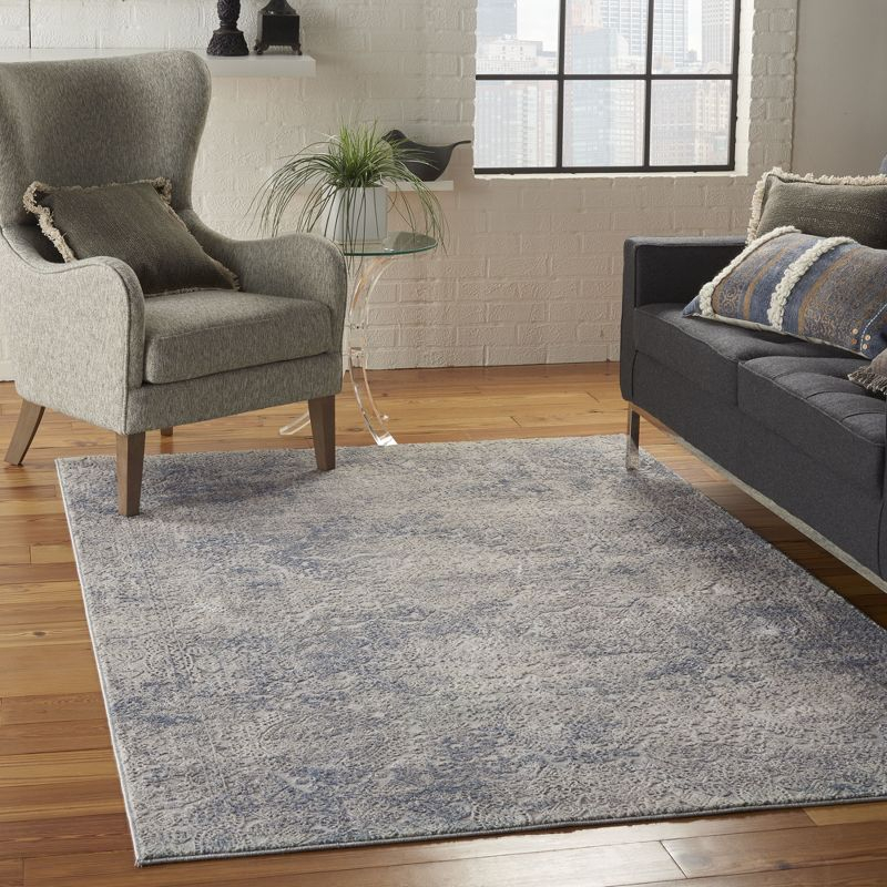 Nourison Rustic Textures Vintage Persian Indoor Area Rug Ivory Light Blue 3'11" x 5'11"