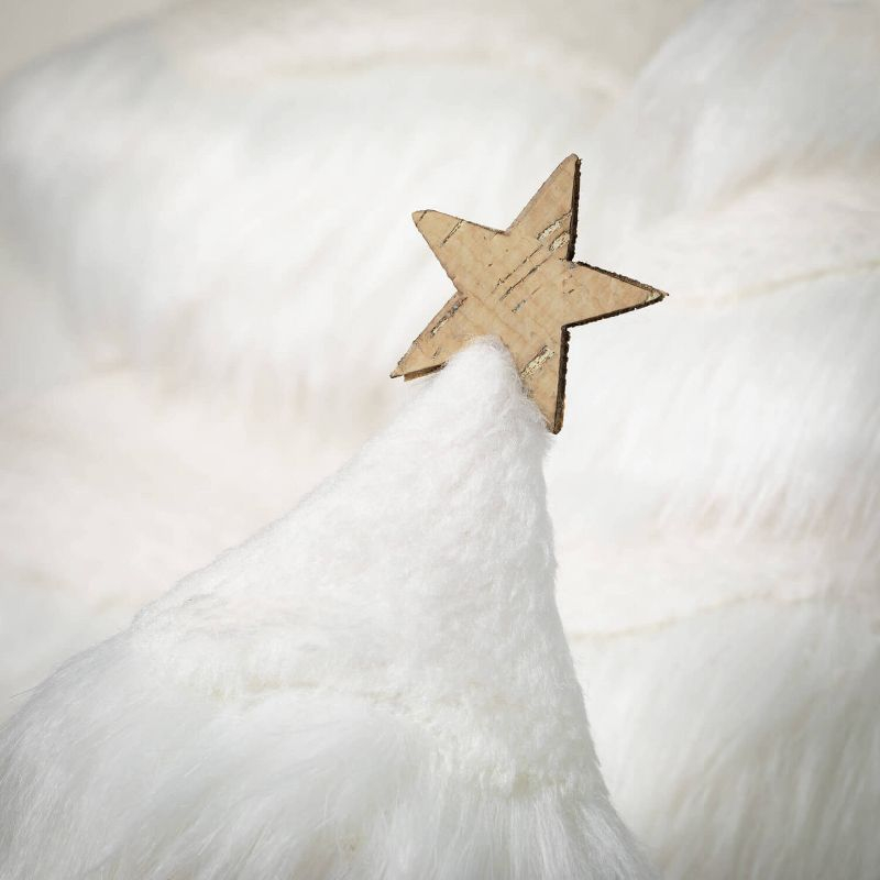 Faux Fur Tabletop Tree White 24"H Wood Set of 3