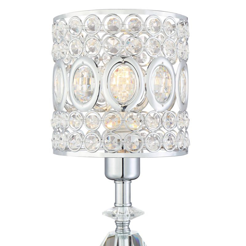 Vienna Full Spectrum Tori Modern Accent Table Lamp 17" High Chrome Silver Clear Crystal Drum Shade for Bedroom Bedside Nightstand Office  Family Room