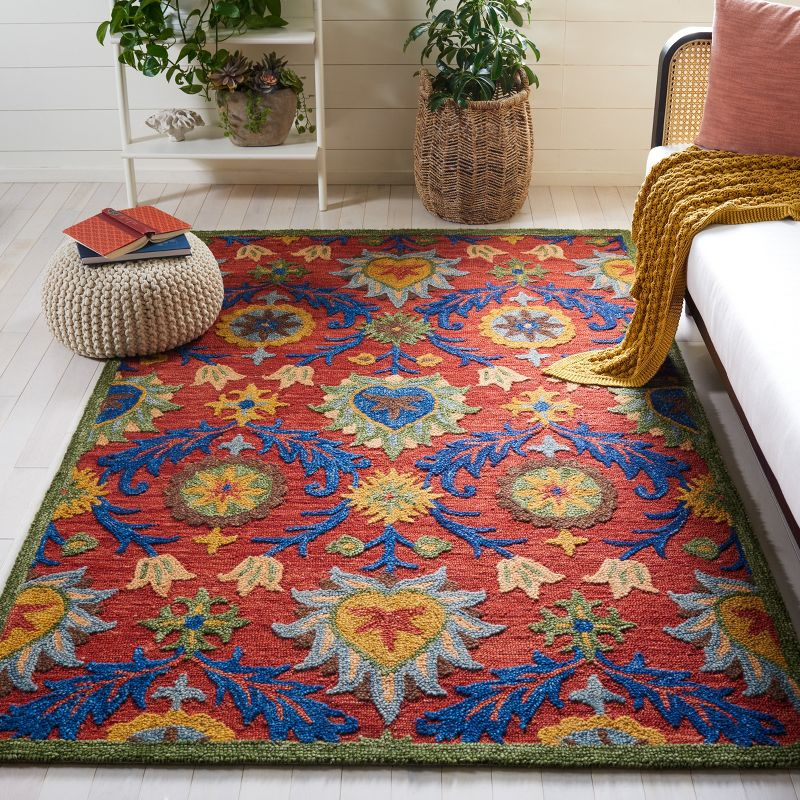 Blossom BLM563 Hand Tufted Area Rug - Red/Blue - 6'x6' - Safavieh.