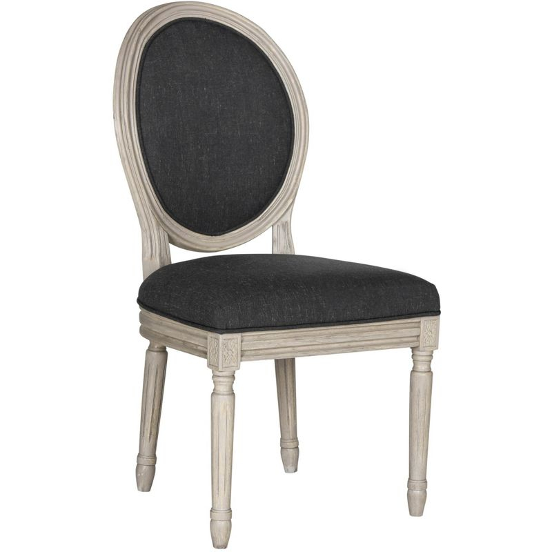 Holloway 19" H French Brasserie Oval Side Chair (Set of 2) - FOX6228 - Charcoal/Grey - Safavieh Couture