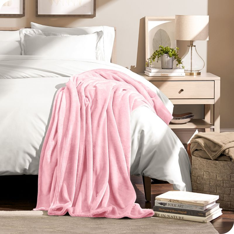 Light Pink Microplush Full/Queen Fleece Blanket by Bare Home