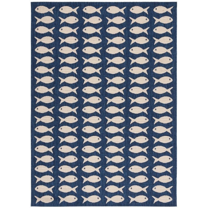 Courtyard CY6013 Power Loomed Indoor and Outdoor Area Rug - Navy/Beige - 5'3"x7'7" - Safavieh
