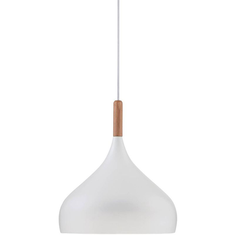 Possini Euro Design Felton White Pendant Light 13" Wide Mid Century Modern Rounded Shade for Dining Room House Foyer Kitchen Island Entryway Bedroom