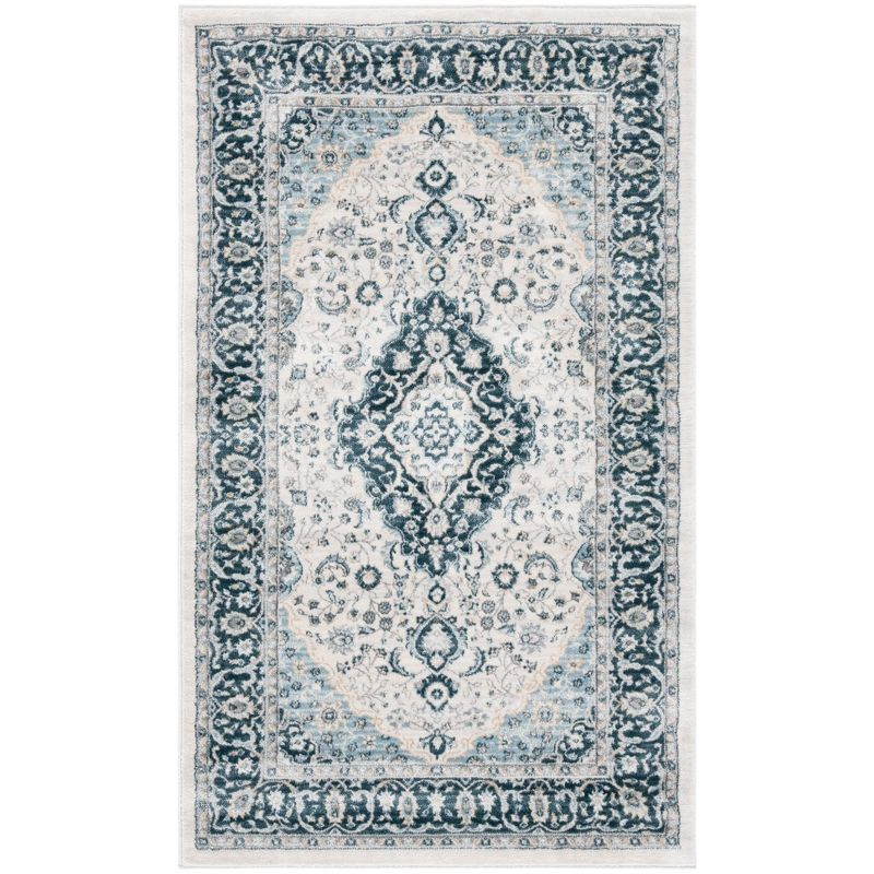 Isabella ISA919 Power Loomed Area Rug - Cream/Dark Blue - 4'x6' - Safavieh