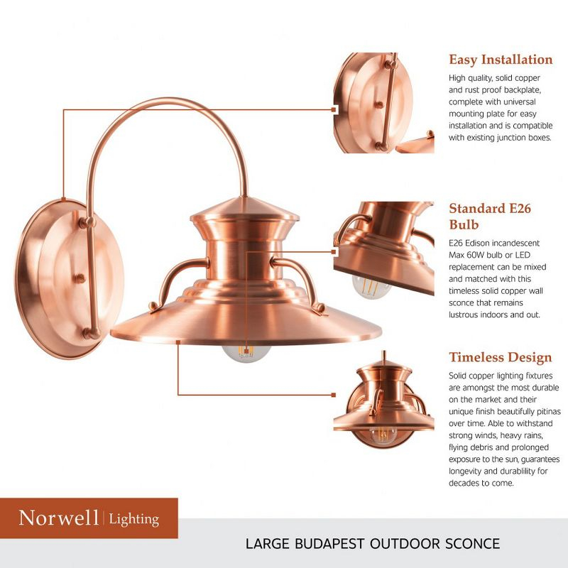 Norwell Lighting Budapest 1 - Light Wall Light in  Galvanized