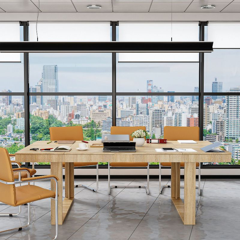 FUFU&GAGA Yellow Log Color Modern Desk For Conference Room Table Computer Desk