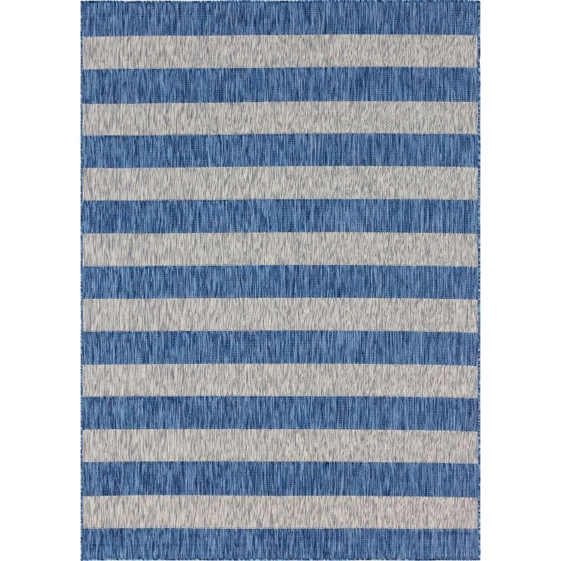 Unique Loom 7' 1 x 10' 0 Rectangle Indoor/Outdoor Striped Blue Area Rug