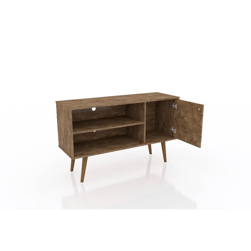 Liberty Mid-Century Modern 2 Shelves and 1 Door with TV Stand for TVs up to 46" Rustic Brown - Manhattan Comfort