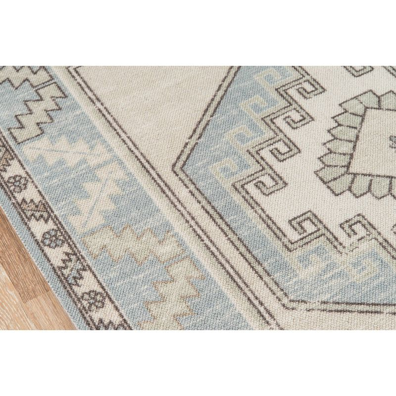 Momeni 6'6"x9' Anatolia Rylee Medallion Machine Loomed Area Rug Light Blue: Classic Pattern, Wool & Nylon, Low Pile