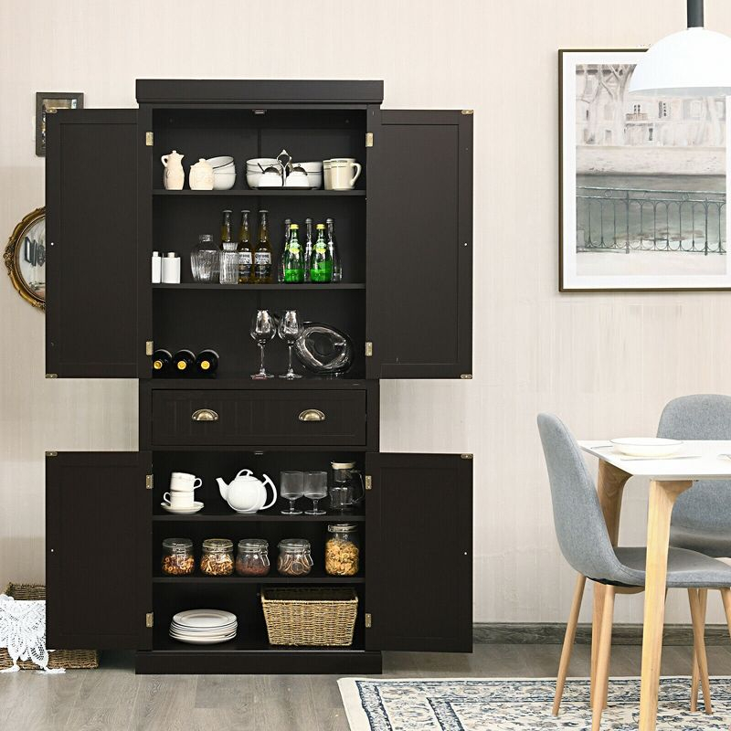 Costway Kitchen Cabinet Pantry Cupboard Freestanding with Shelves Espresso
