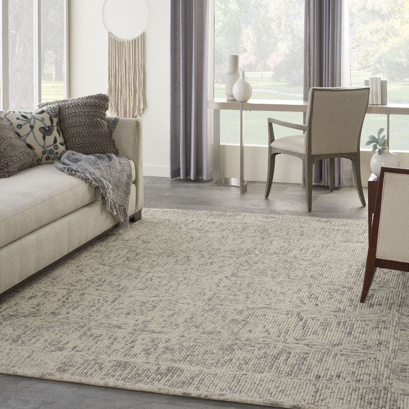 Nourison Vail Contemporary Indoor Area Rug Ivory/Grey/Teal 7'9" x 9'9"