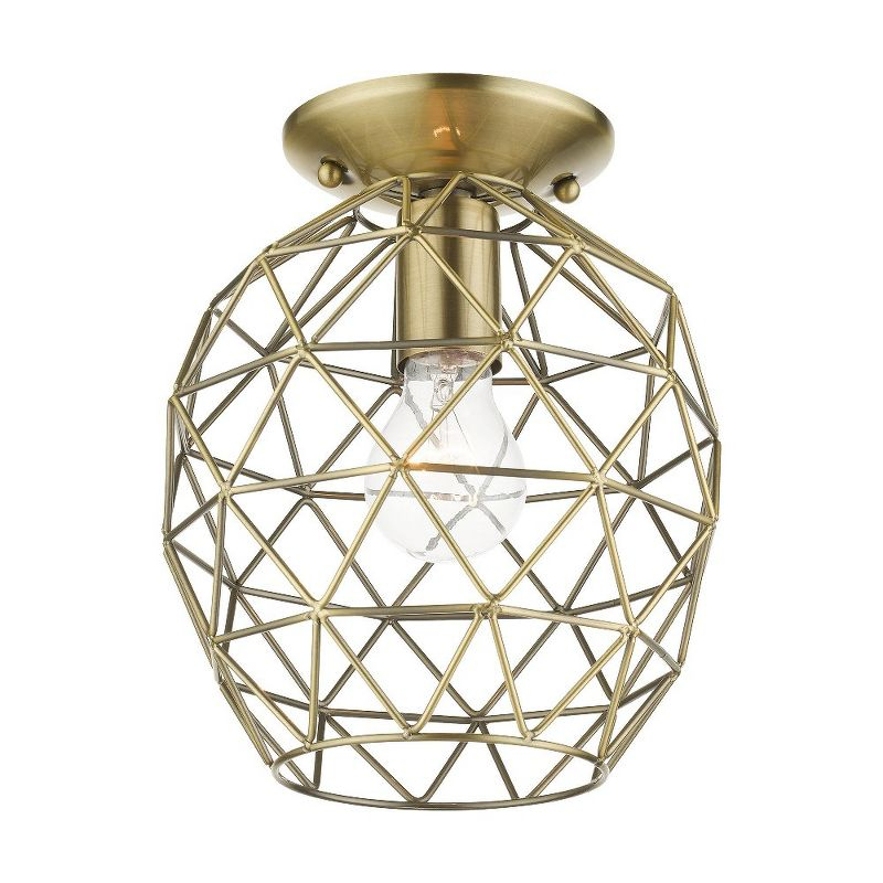 Livex Lighting Geometrix 1 - Light Flush Mount in  Antique Brass