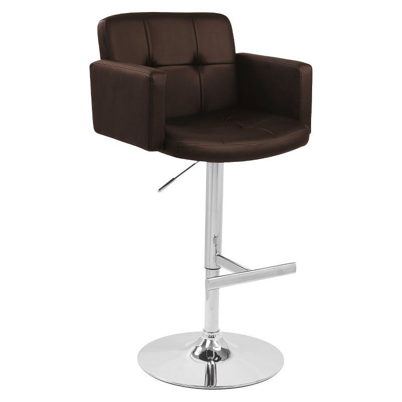 32" Stout Barstool Metal Brown - LumiSource: Upholstered, Swivel, Adjustable Height, Polyurethane Foam