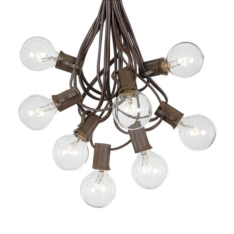 Novelty Lights 100 Feet Clear G40 Globe Outdoor Patio String Lights, Brown Wire