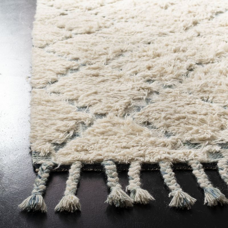 Kenya With Tassel KNY604 Hand Knotted Area Rug - Blue/Ivory - 8'x10' - Safavieh