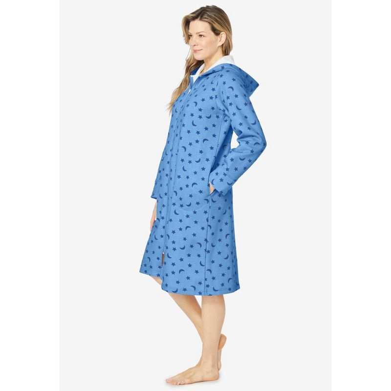 Dreams & Co. Women's Plus Size Short Hooded Sweatshirt Robe - L, Deep Teal