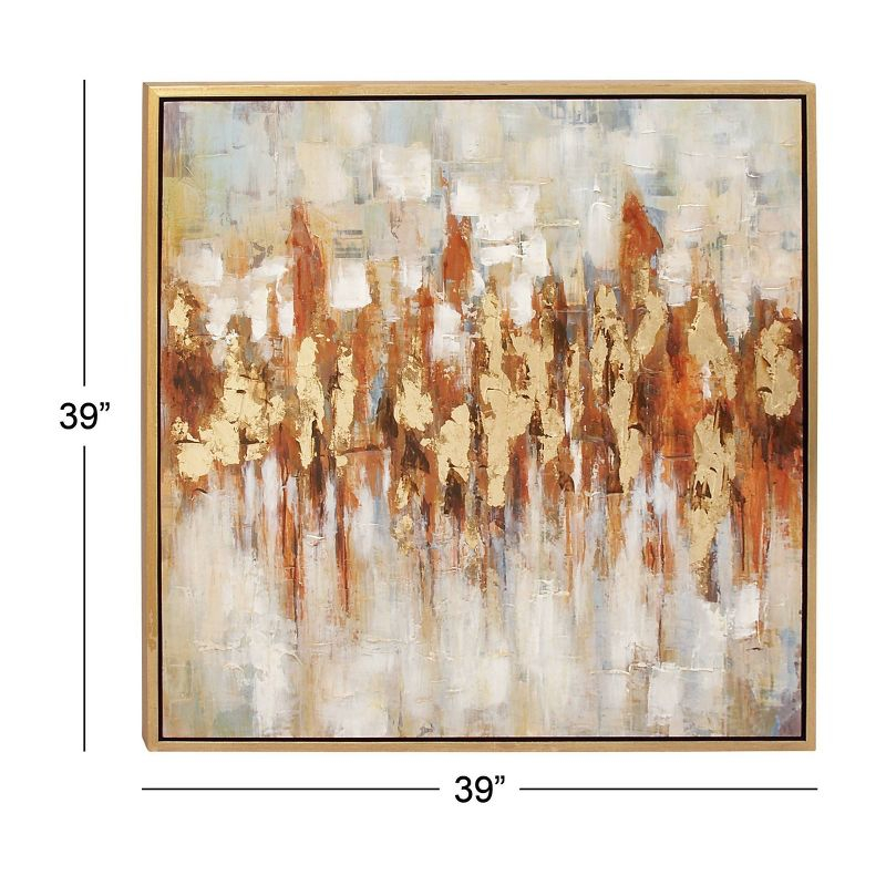 Canvas Abstract Framed Wall Art with Gold Frame Gold - Olivia & May: Elegant Decor, Vertical Orientation, Sawtooth Hanging