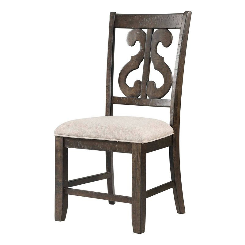 Stanford Wooden Swirl Back Chair Brown - Picket House Furnishings: Mid-Century Modern, Upholstered Seat