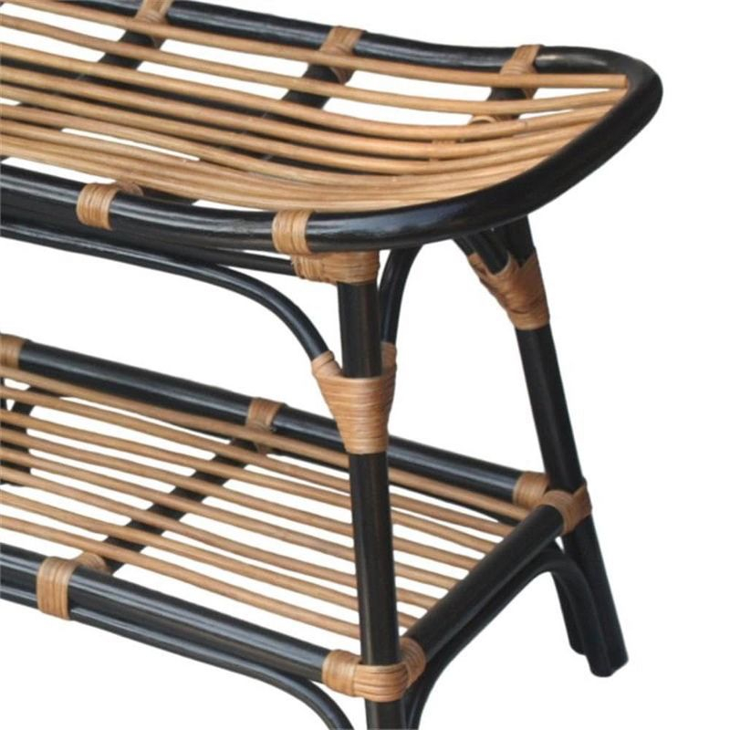 New Pacific Direct Damara Rattan Bench w/ Shelf