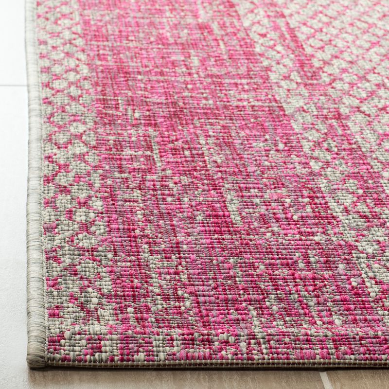Courtyard CY8736 Power Loomed Indoor and Outdoor Area Rug - Light Grey/Fuchsia - 6'7"x9'6" - Safavieh