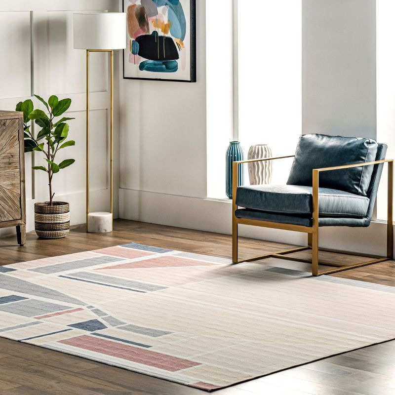 Nuloom Dannie Modern Geometric Pet Friendly Machine Washable Area Rug, 8' x 10', Light Beige