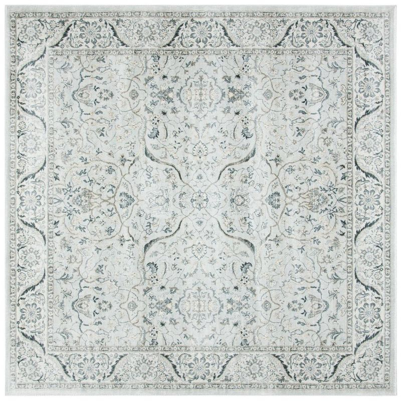 Isabella ISA912 Power Loomed Area Rug - Light Grey/Cream - 6'7"x6'7" - Safavieh.