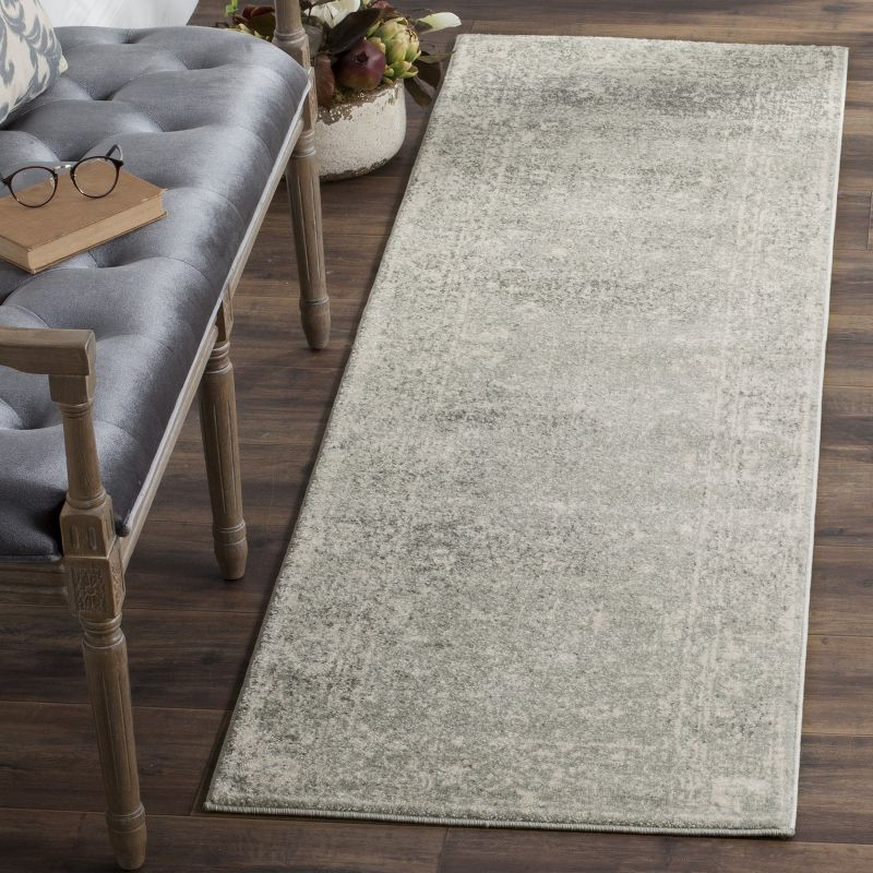Evoke EVK270 Power Loomed Runner Rug  Silver / Ivory 2'-2" X 11' - Safavieh.