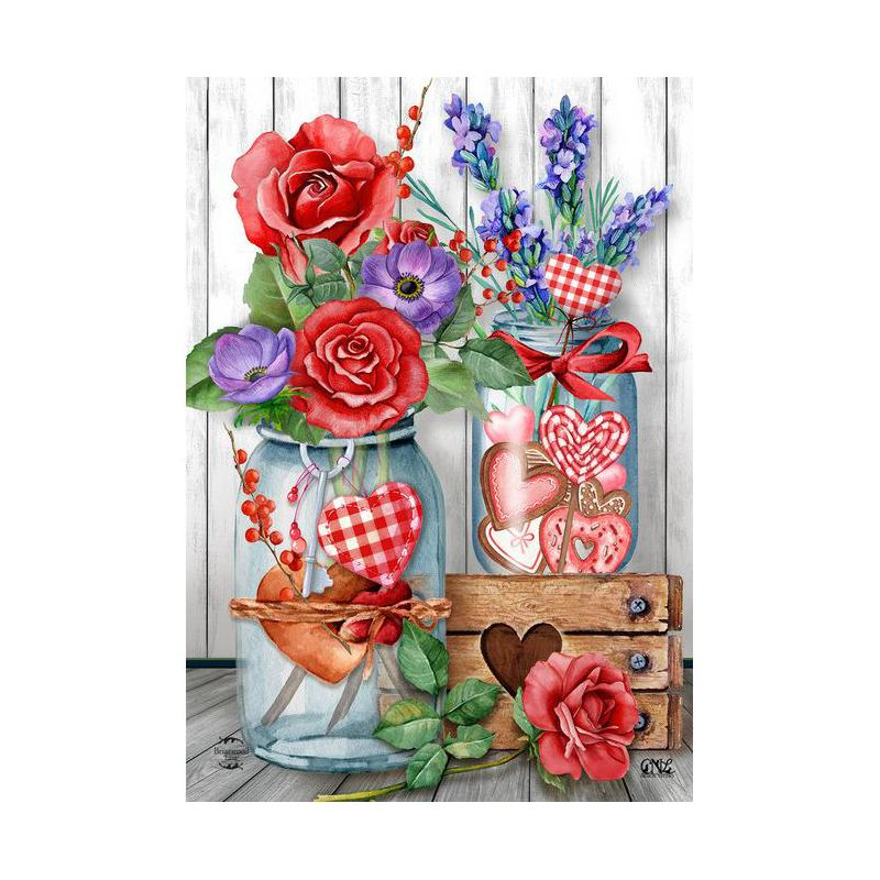 Briarwood Lane Garden Flag 12x18 For Outdoor Love Filled Mason Jars Valentine's Day For Valentine's Garden Flag Flags For Outside