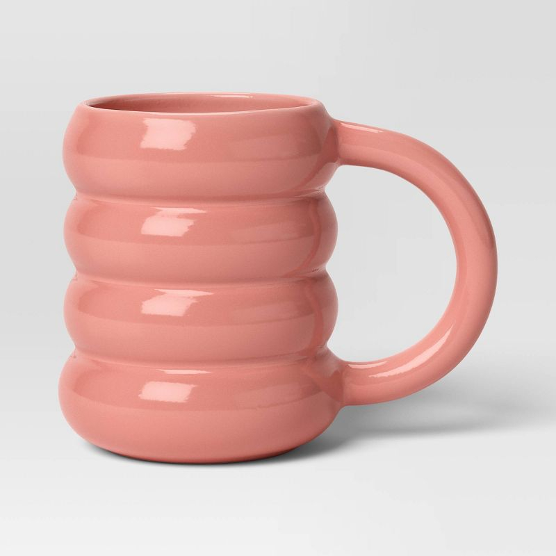 13oz Stoneware Artisan Mug Coral - Room Essentials™: Coffee Cup, Microwave & Dishwasher Safe, Hot/Cold Beverages