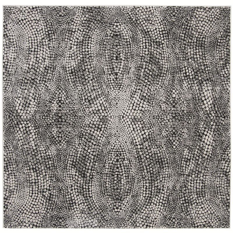 Lurex LUR185 Power Loomed Area Rug - Black/Light Grey - 6'7"x6'7" - Safavieh.