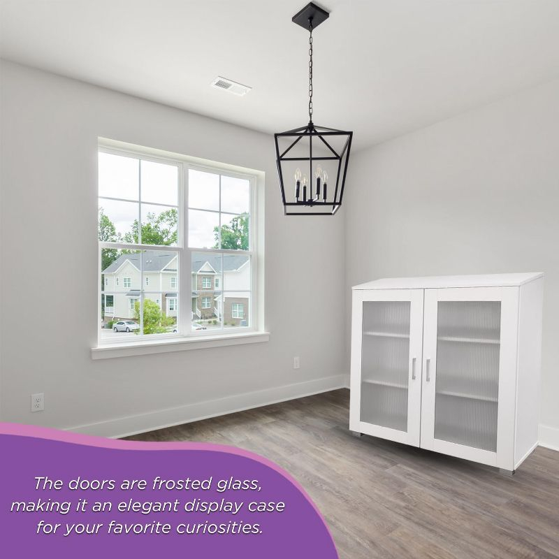 Kings Brand Furniture - 2-Door Accent Storage Cabinet, Sideboard Buffet Floor Storage Cupboard for Kitchen, Dining Room, Living Room, Entryway - White